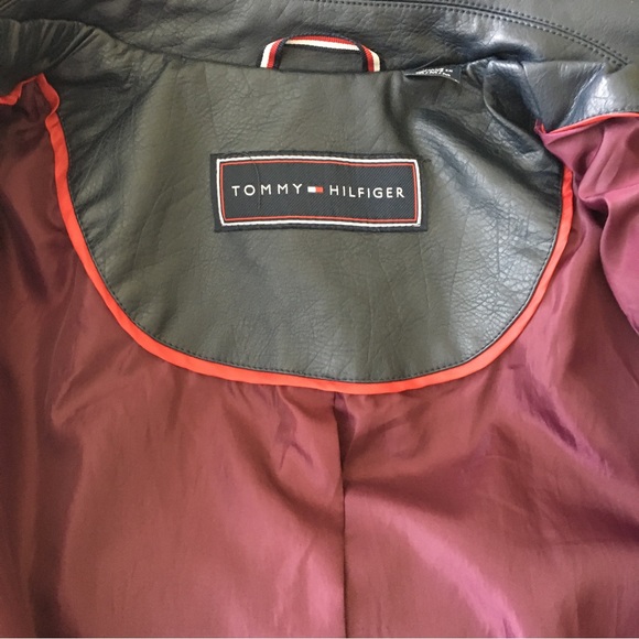 Tommy Hilfiger Leather Biker Jacket Navy Blue Size Medium - Picture 15 of 15